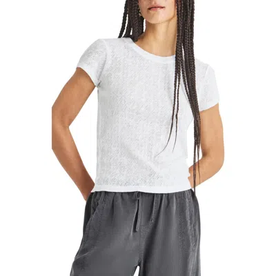 Splendid Montecito Pointelle Cotton T-shirt In White