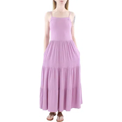 Splendid Myla Womens Linen Blend Tiered Midi Dress In Purple
