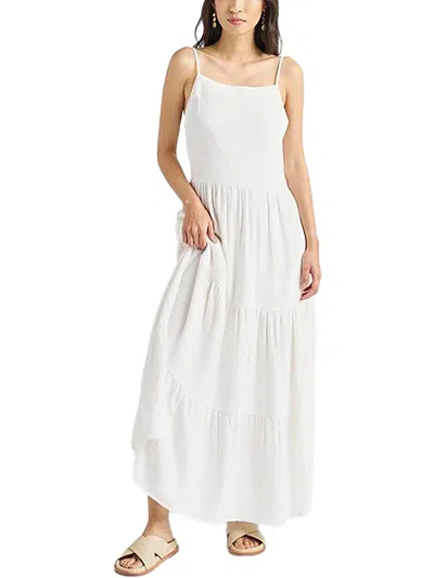 Splendid Myla Womens Linen Blend Tiered Midi Dress In White