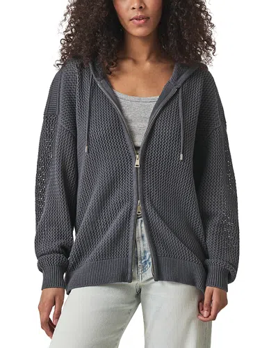 Splendid Nala Zip Up Hooded Sweater In Gray