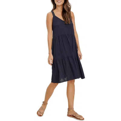 Splendid Napa Womens Tiered Viscose Shirtdress In Blue