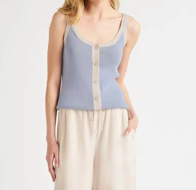 Splendid Nevin Contrast Sweater Tank Top In Moonstone In Blue