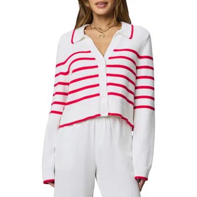 Splendid Nicolette Stripe Cardigan In Red