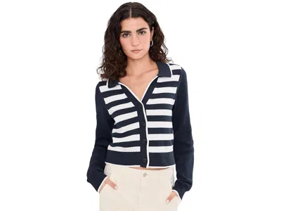 Splendid Nicolette Stripe Polo Sweater In Black