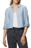 Splendid Nora Stripe Crop Button-up Shirt In Blue
