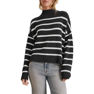 Splendid Nora Stripe Mock Neck Sweater In Black