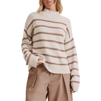 Splendid Nora Stripe Mock Neck Sweater In Brown