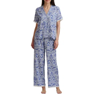 Splendid Notch Collar Crop Pajamas In Brown