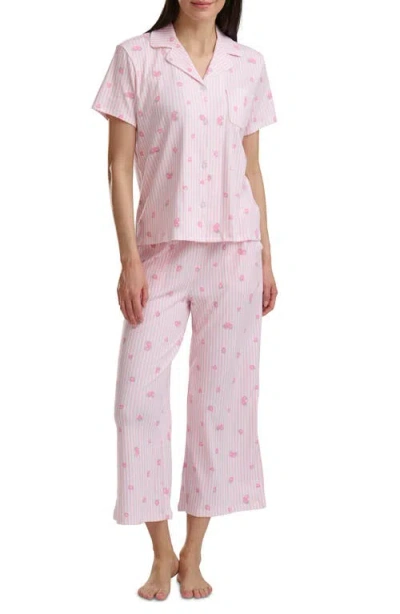 Splendid Notch Collar Crop Pajamas In Pink