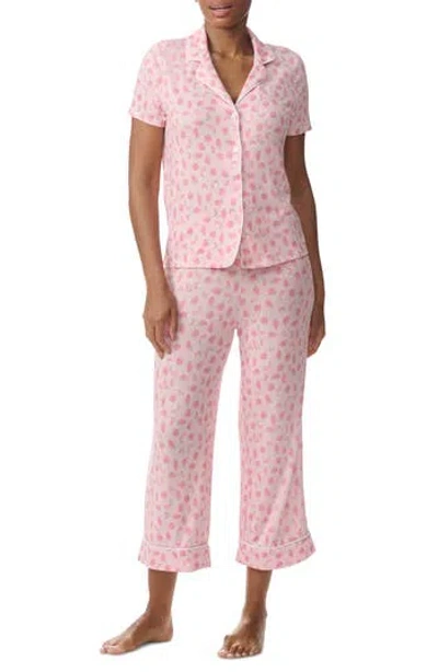 Splendid Notch Collar Crop Pajamas In Pop Berry