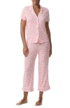Splendid Notch Collar Crop Pajamas In Pop Berry