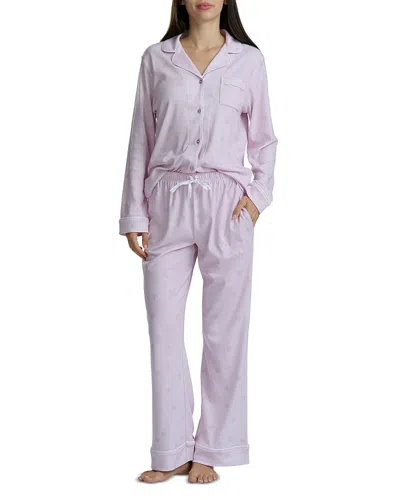 Splendid Notch Collar Pajama Set In Pink
