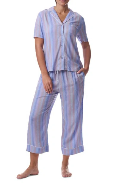 Splendid Notch Collar Pajamas In Multi Slat Stripe