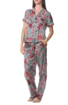 Splendid Notch Collar Pajamas In Rose Toss