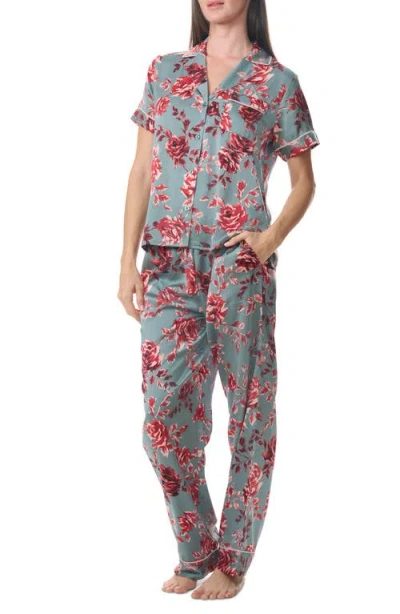 Splendid Notch Collar Pajamas In Rose Toss