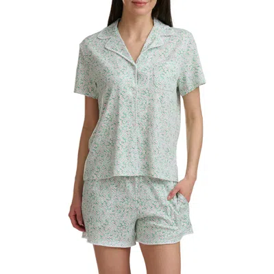 Splendid Notch Collar Short Pajamas In Green