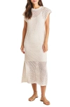 Splendid Nova Open Stitch Maxi Dress In Beige