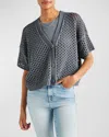 SPLENDID NOVA POINTELLE SHORT-SLEEVE CROP CARDIGAN