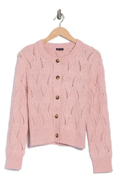 Splendid Novelty Button-up Cardigan In Pink