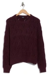 Splendid Novelty Pointelle Stitch Sweater In Burgundy