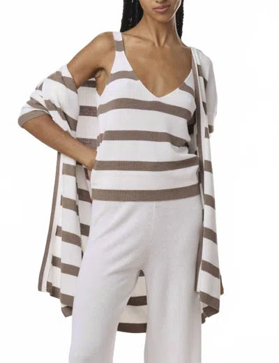 Splendid Octavia Open Cardigan In Pine Bark Stripe In White