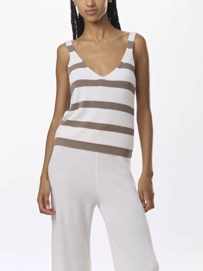 Splendid Octavia Sweater Tank Top In Pine Bark Stripe In White