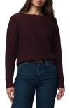 Splendid Olivia Cotton Crop Sweater In Burgundy