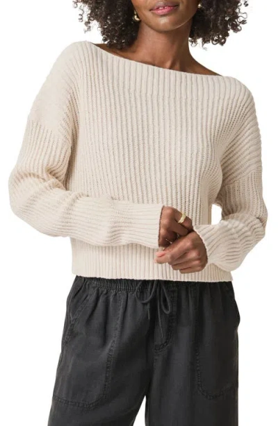 Splendid Olivia Cotton Crop Sweater In Moonstone