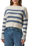 Splendid Olivia Stripe Crop Cotton Sweater In Berring Sea Stripe