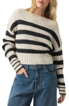 Splendid Olivia Stripe Crop Cotton Sweater In Lead Stripe