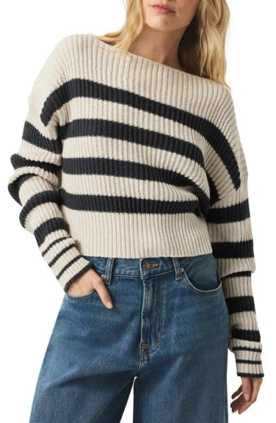 Splendid Olivia Stripe Crop Cotton Sweater In Lead Stripe