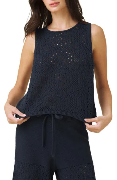 Splendid Open Stitch Sleeveless Top In Blue
