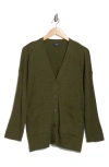 Splendid Oversize Ribbed Mixed Stitch Cardigan In Green