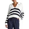 Splendid Parker Polo Stripe Cotton Sweater In Navy Stripe