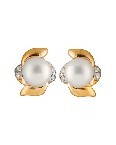 Splendid Pearls 10k 0.08 Ct. Tw. Diamond 6-7mm Pearl Earrings