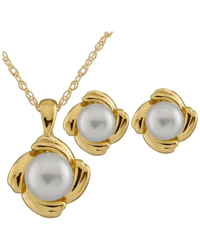 Splendid Pearls 10k 6-7mm Pearl Necklace Set