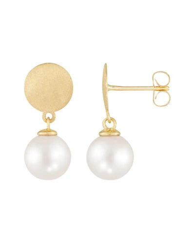 Splendid Pearls 14k 0.18 Ct. Tw. Diamond & 8-8.5mmmm Pearl Earrings In Gold