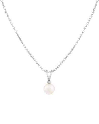 Splendid Pearls 14k 0.01 Ct. Tw. Diamond 5-6mm Akoya Pearl Pendant