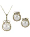 Splendid Pearls 14k 0.03 Ct. Tw. Diamond 7-8mm Pearl Necklace Set