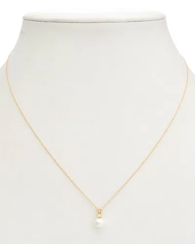 Splendid Pearls 14k 0.03 Ct. Tw Diamond & 6-6.5mm Pearl Pendant Necklace