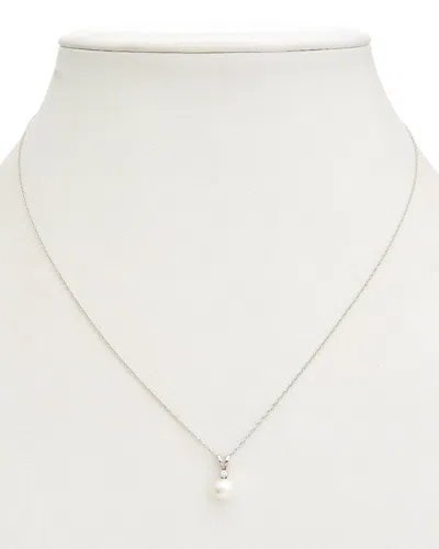 Splendid Pearls 14k 0.03 Ct. Tw Diamond & 6-6.5mm Pearl Pendant Necklace