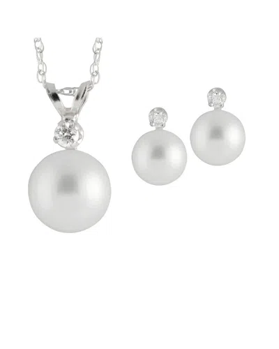 Splendid Pearls 14k 0.03 Ct. Tw. Diamond Pearl Set