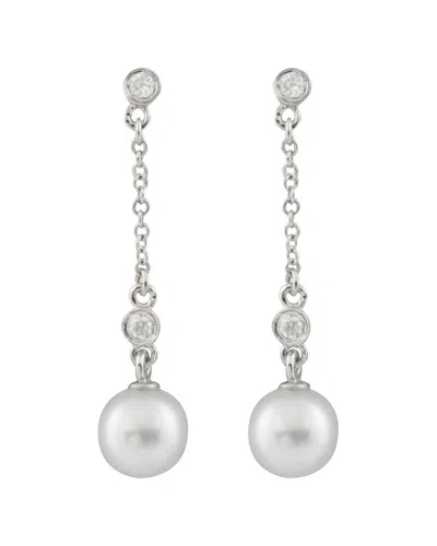 Splendid Pearls 14k 0.04 Ct. Tw. Diamond 7-7.5mm Pearl Earrings