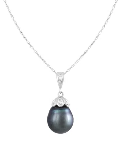 Splendid Pearls 14k 0.04 Ct. Tw. Diamond 9-10mm Pearl Pendant