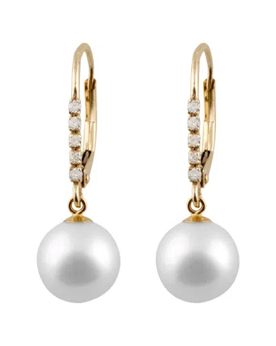 Splendid Pearls 14k 0.05 Ct. Tw. Diamond Earrings