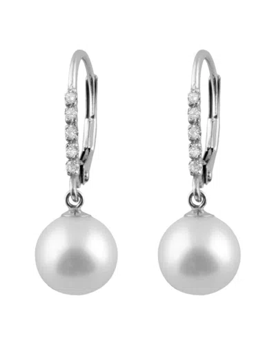 Splendid Pearls 14k 0.05 Ct. Tw. Diamond Earrings In Metallic