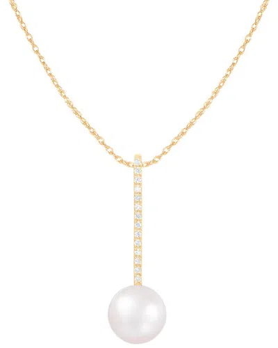 Splendid Pearls 14k 0.06 Ct. Tw. Diamond 8-8.5mm Pearl Pendant