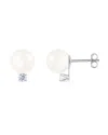 Splendid Pearls 14k 0.06 Ct. Tw. Diamond & 6-6.5mm Akoya Pearl Earrings