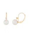 Splendid Pearls 14k 0.06 Ct. Tw. Diamond & 6-6.5mm Akoya Pearl Earrings