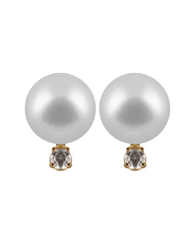 Splendid Pearls 14k 0.06 Ct. Tw. Diamond & 6-6.5mm Akoya Pearl Studs